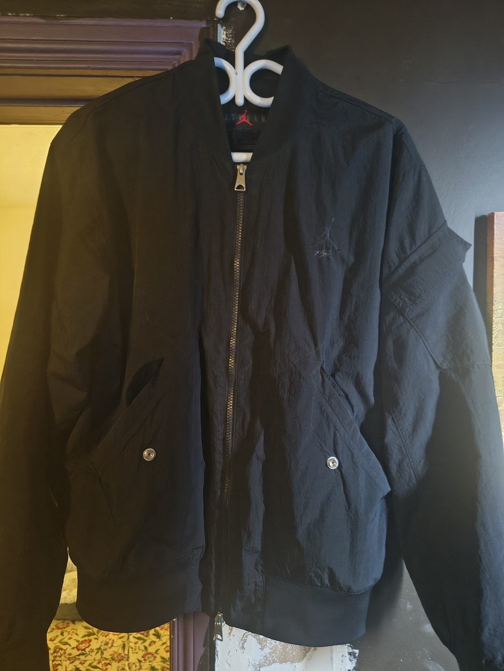 Jordan Black Men's Bomber Jacket with Subtle Logo